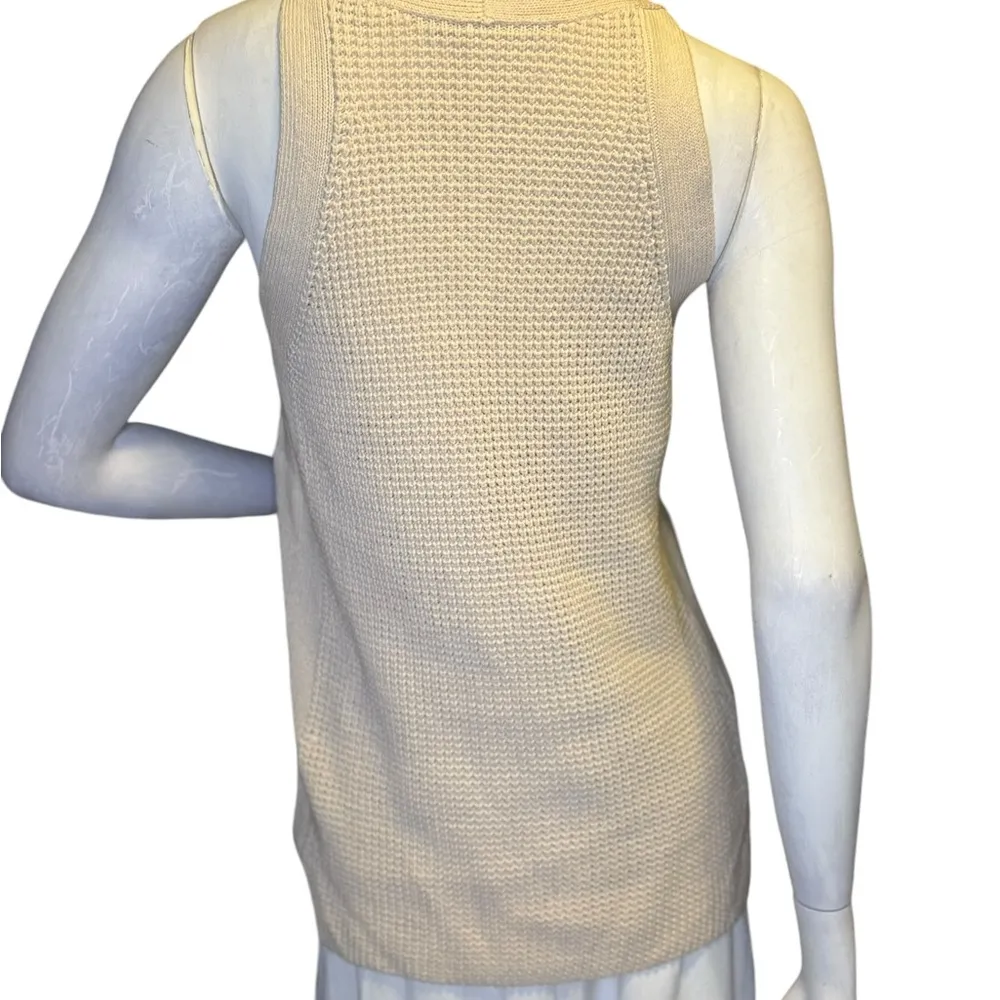 Vince Waffle-Stitch Sleeveless Tunic Sweater Off White - Image 6
