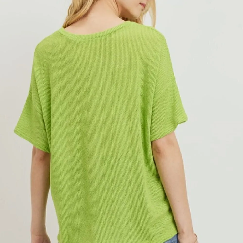 Green Short Sleeve Knit Top - Image 2