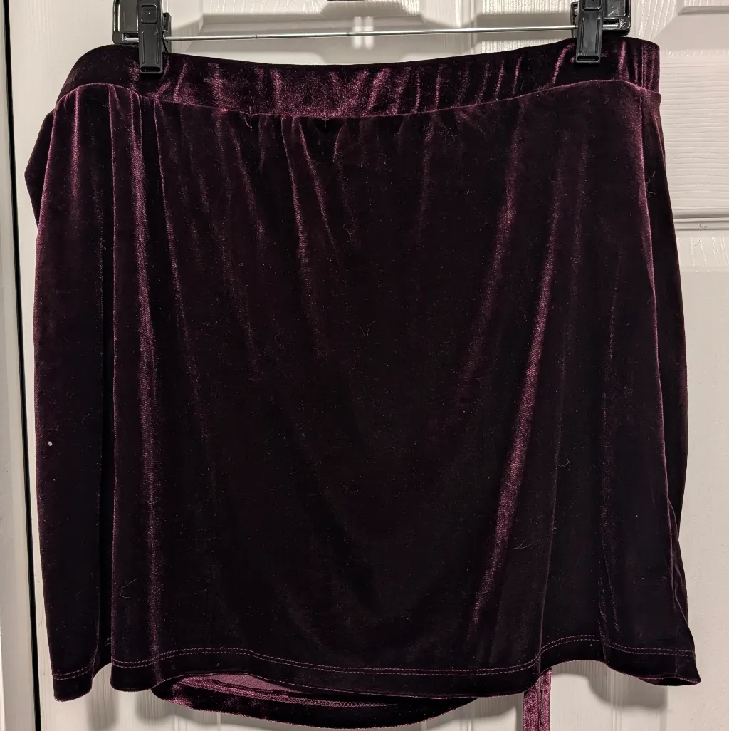 Arizona Jean Co Burgundy Velvet Ruched Skirt XXL Plus Size Winter Party Lined - Image 5