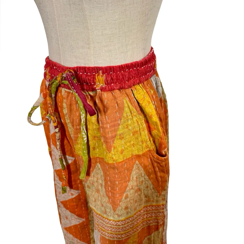 Handmade 5 Piece Bundle:  Kantha Midi Dresses, Maxi Skirt, Pants Patchwork Boho - Image 9
