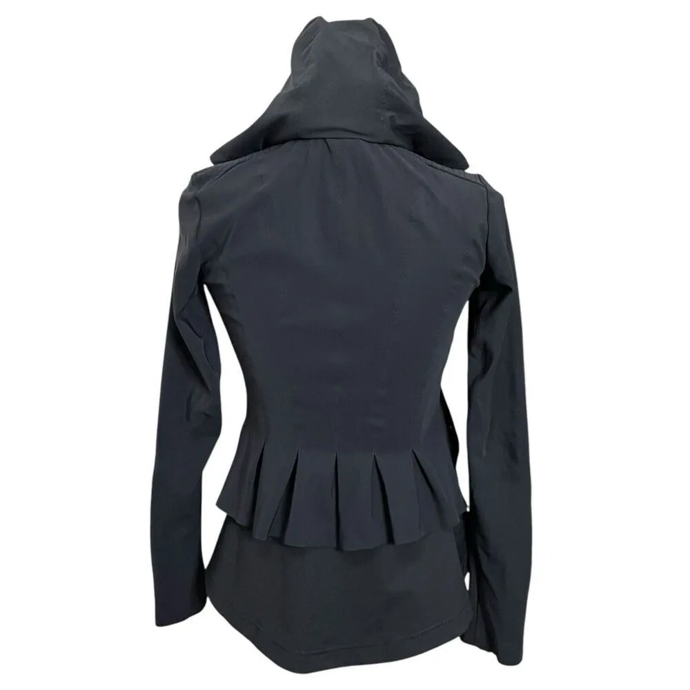 Lululemon Bust A Move Jacket Black Peplum Hooded Women’s Size 4 Reflective Zip - Image 5