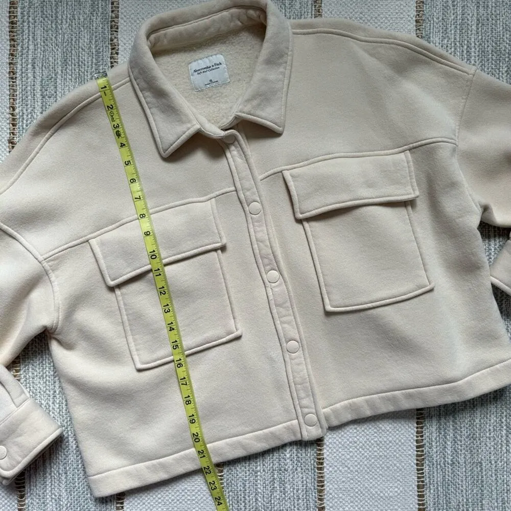 Soft A&F Butter Yellow Fleece Lined Snap Shacket Jacket XL - Image 5