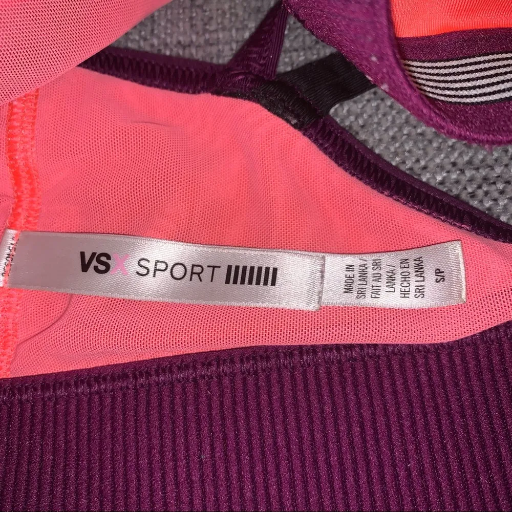 VSX Victoria's Secret crisscross Sports bra, colorblock, salmon pink dark maroon - Image 4