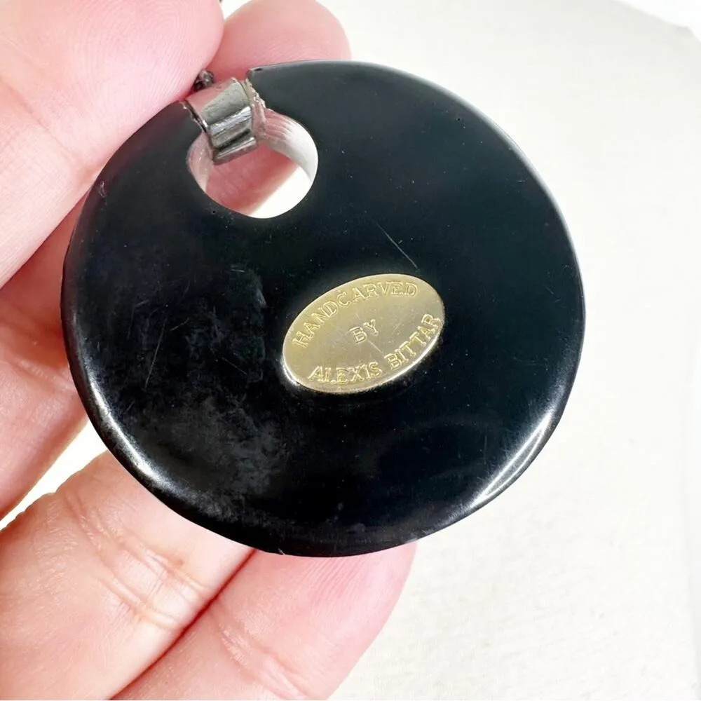 Alexis Bittar Circular Animal Print Lucite Pendant Necklace - Image 3