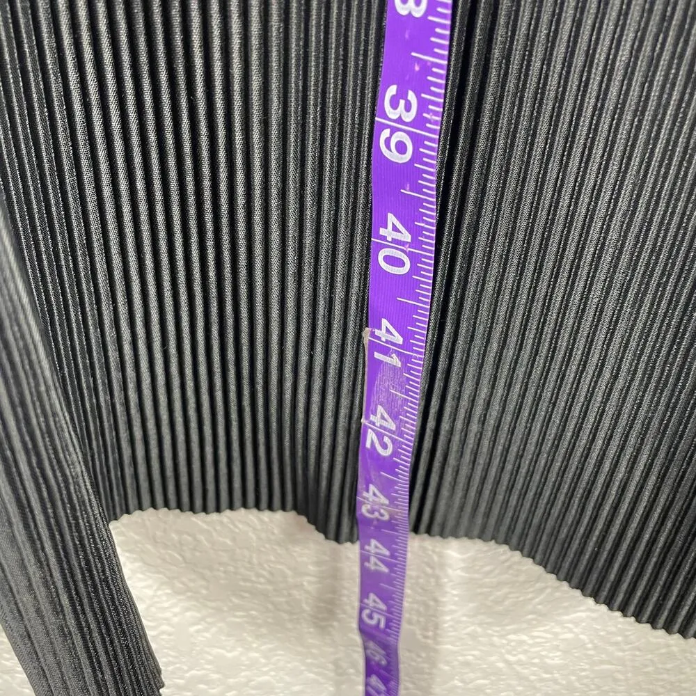 Coin Women's Black Pleated Wide Leg Pull On Pants Size Large Stretch Lightweight - Image 5