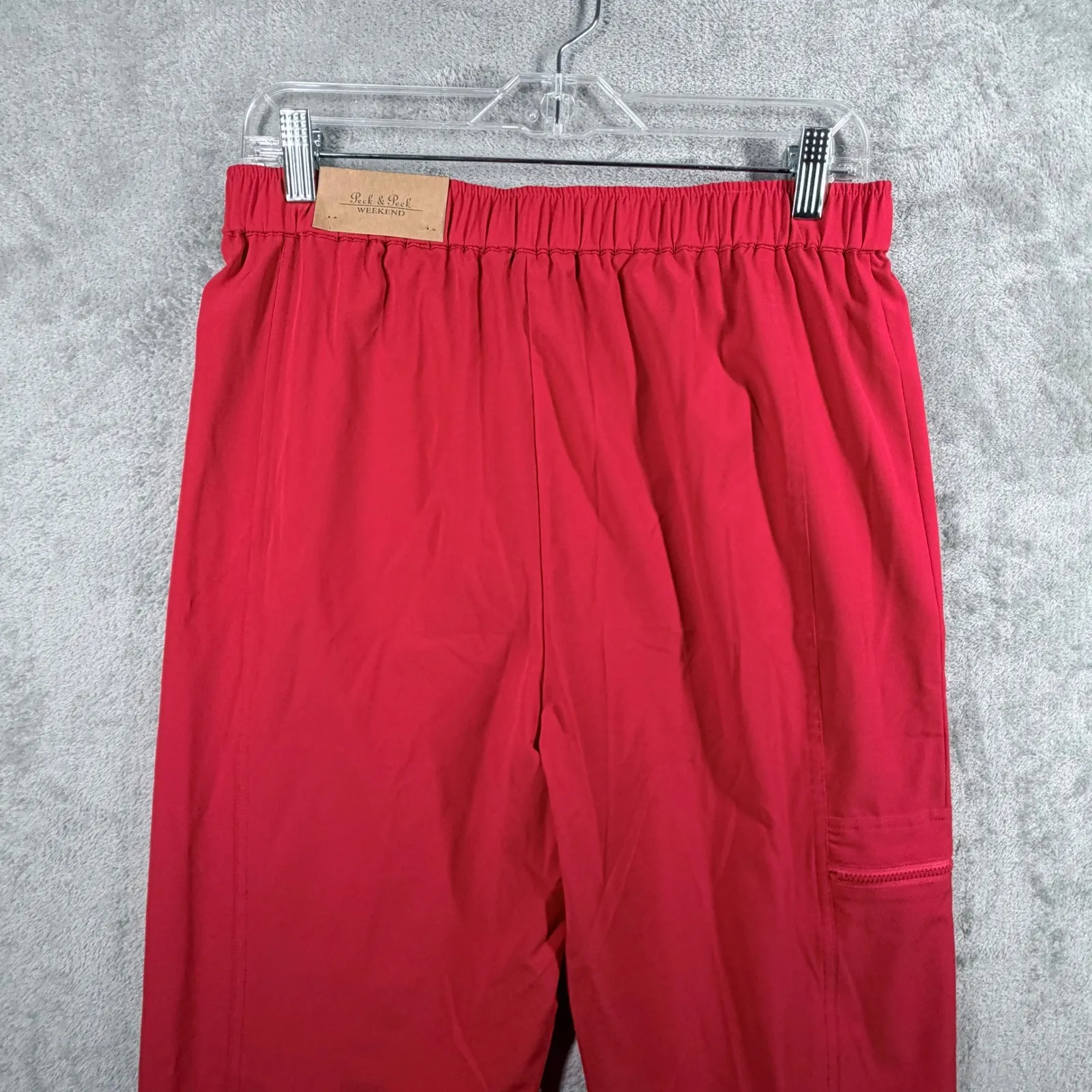 Peck & Peck Weekend Red Cargo Zip Pocket Capris Trousers M Y2K Bright Casual Size M - Image 5