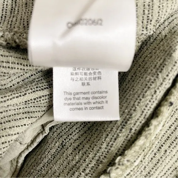 Anthropologie Overdyed Cropped Wide-Leg Lagenlook Pants Olive Stripe Size Small - Image 15