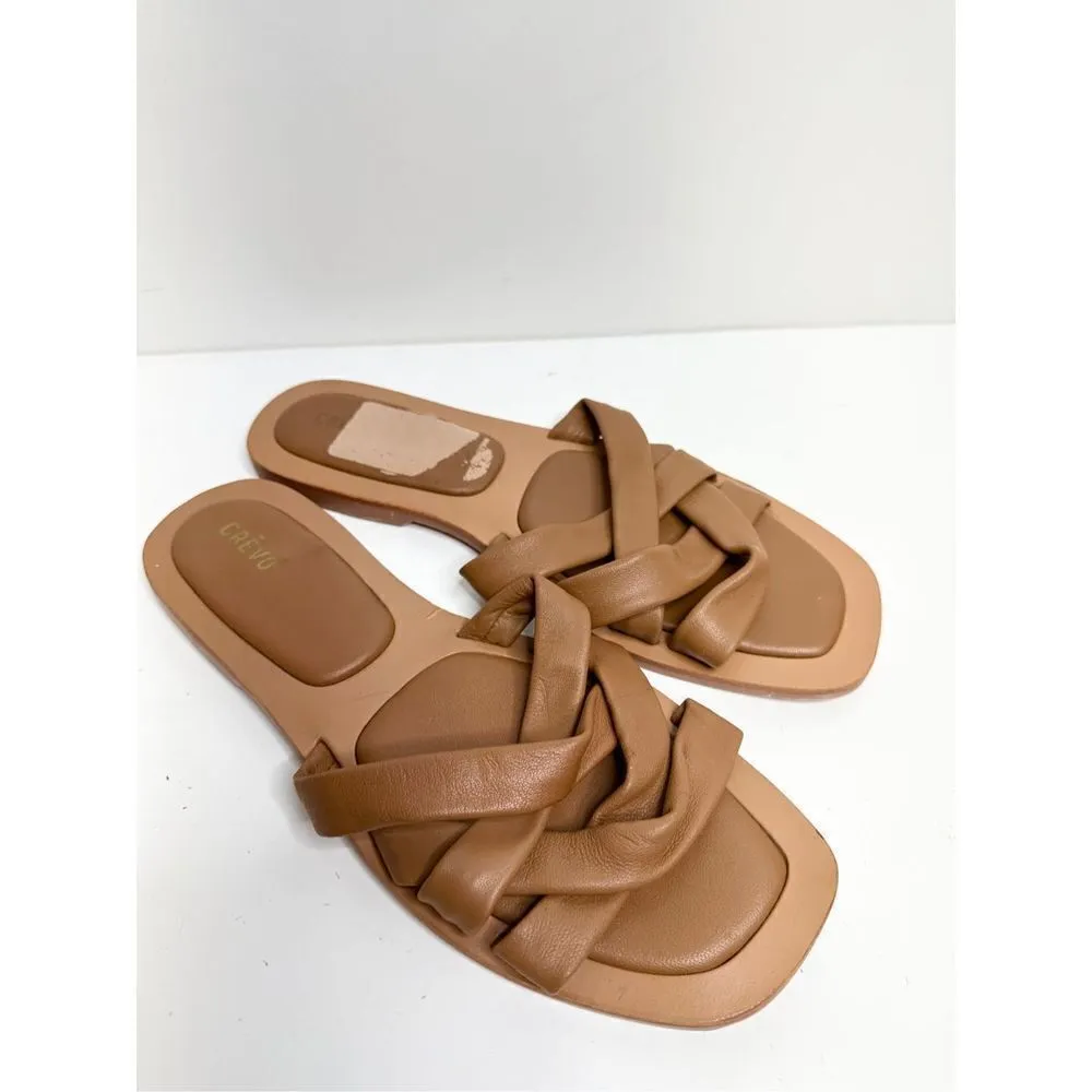 Crevo Sandals Womens Size 8.5 Brown Leather Slip On Slides‎ - Image 2