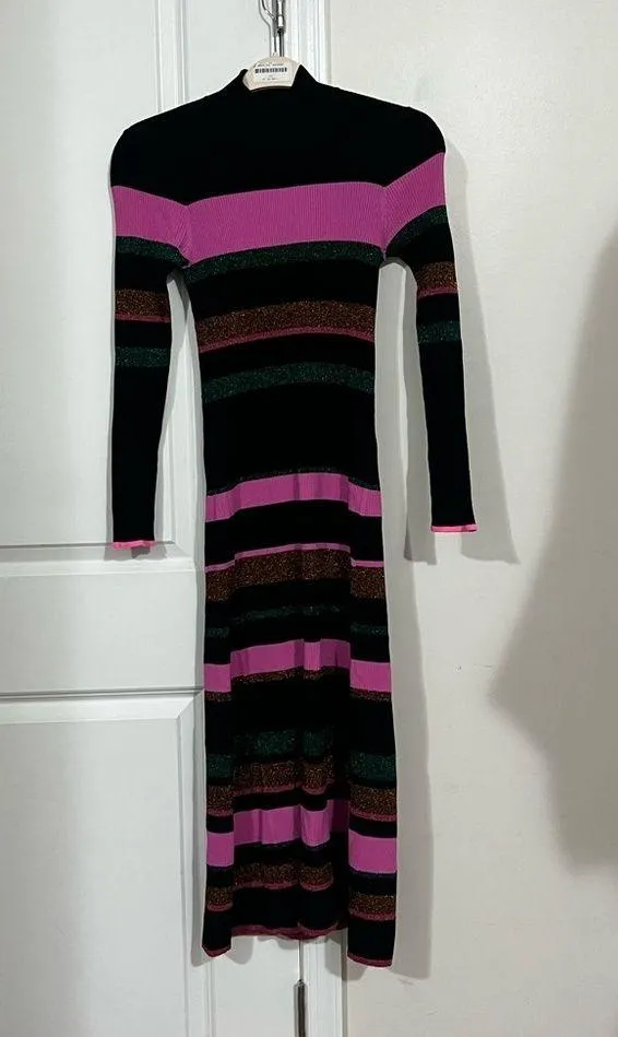 Tanya Taylor Pink Multi Velma Open Back Knit Dress Size Small $525 - Image 2
