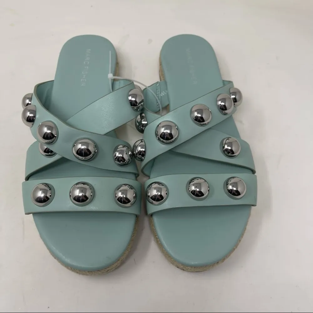 MARC FISHER WOMENS BRYTE SLIDE leather SANDAL Sage Mint  8 - Image 5