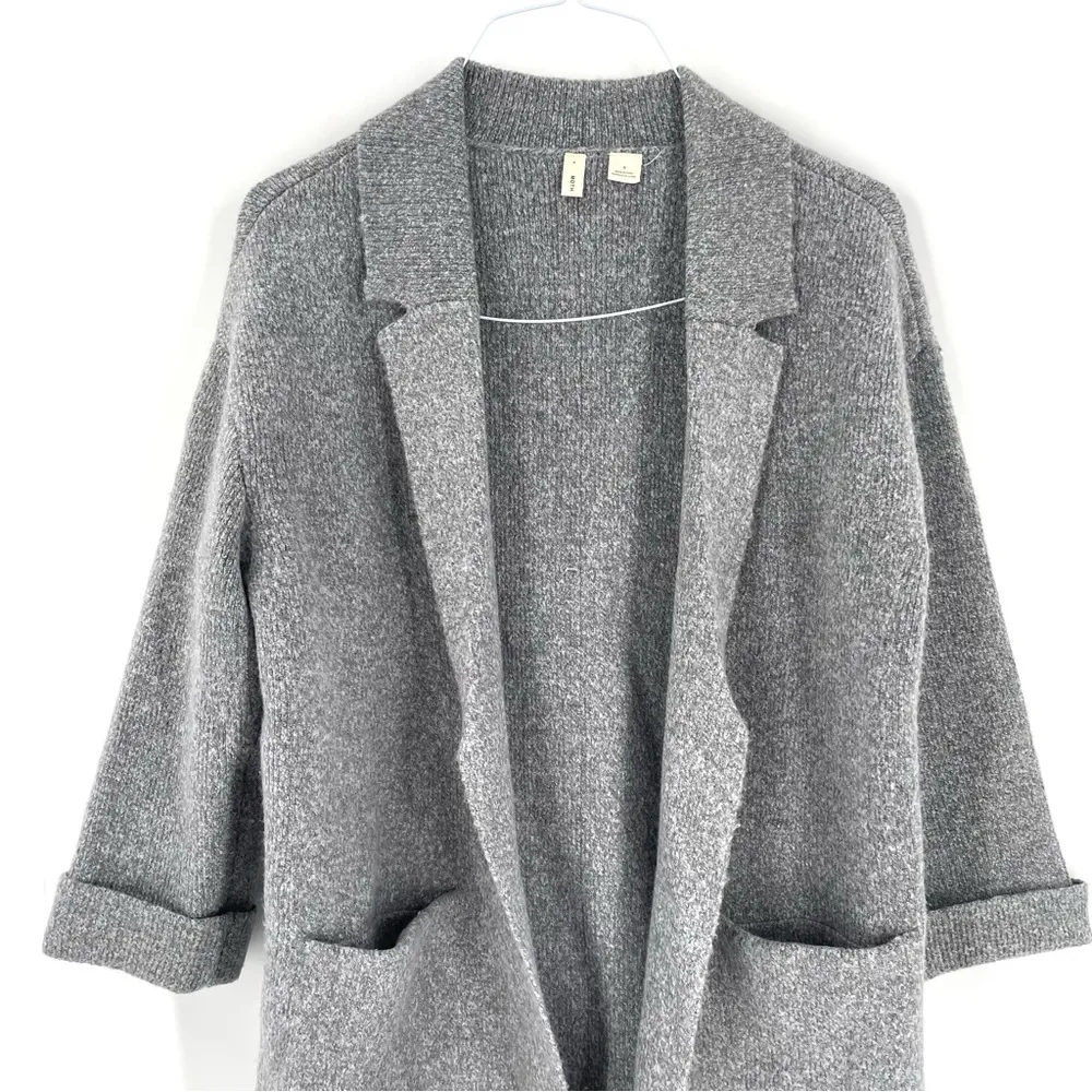 Anthropologie Moth Angie Gray Knit Open Front Cardigan Coat Heavy Sweater - Image 4