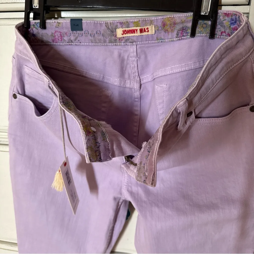 Johnny Was Reina Boyfriend Cuff Jeans Lavender 28 NWT MSRP$278.00 - Image 2