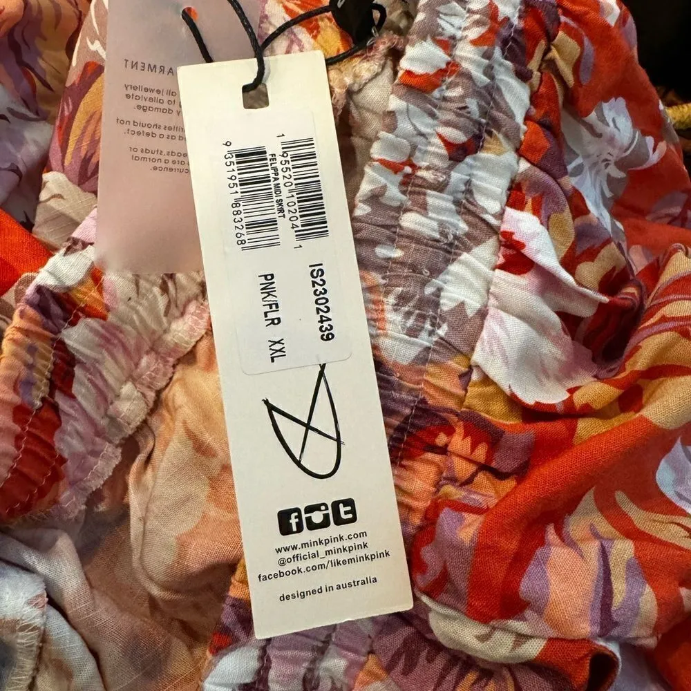 MINKPINK Josie Maxi Skirt In Pink Floral XXL NWT - Image 5