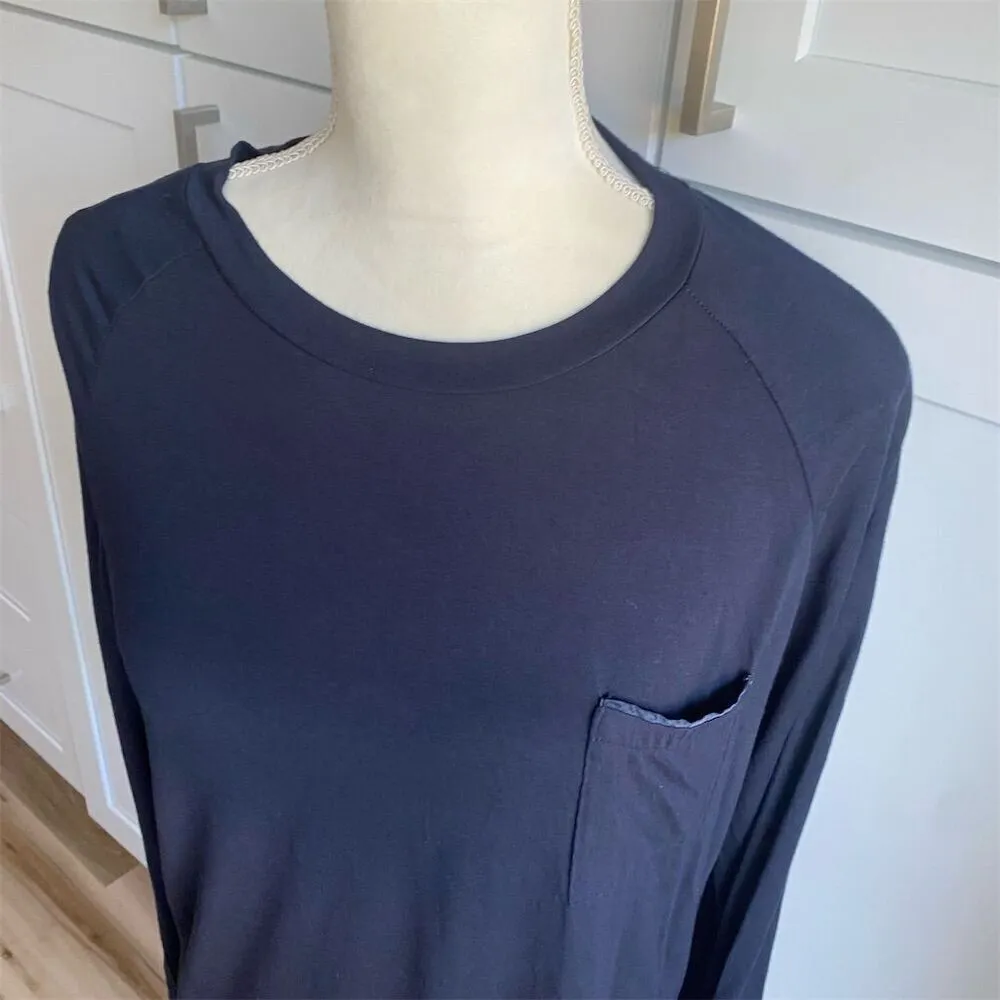 Midnight Carole Hoffman Women's Long Sleeve Blue Crew Neck T - Image 5