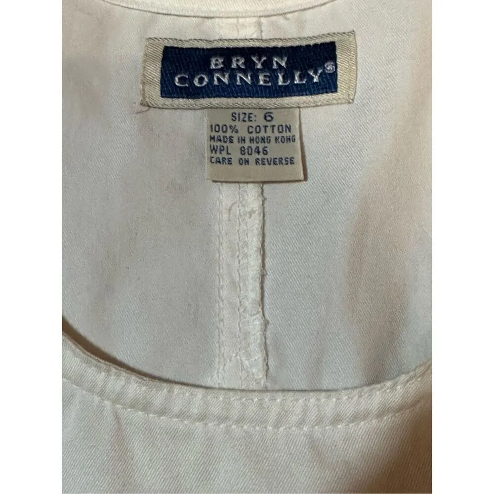 Bryn Connelly Vintage White Denim jumper dress 90s cottagecore teacher pockets s Size 6 - Image 9