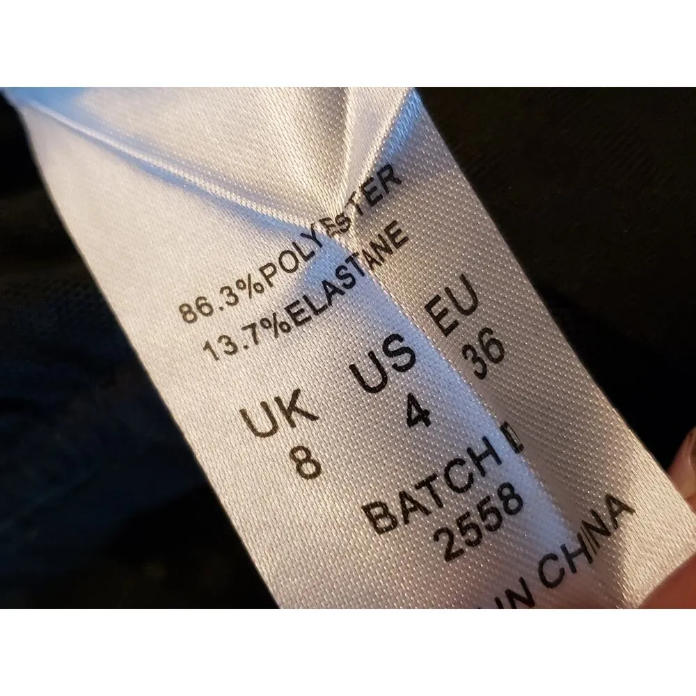 Oh Polly Mini Bodycon Dress Women's Size 4 Black Sheer Embellished Scoop Neck - Image 7