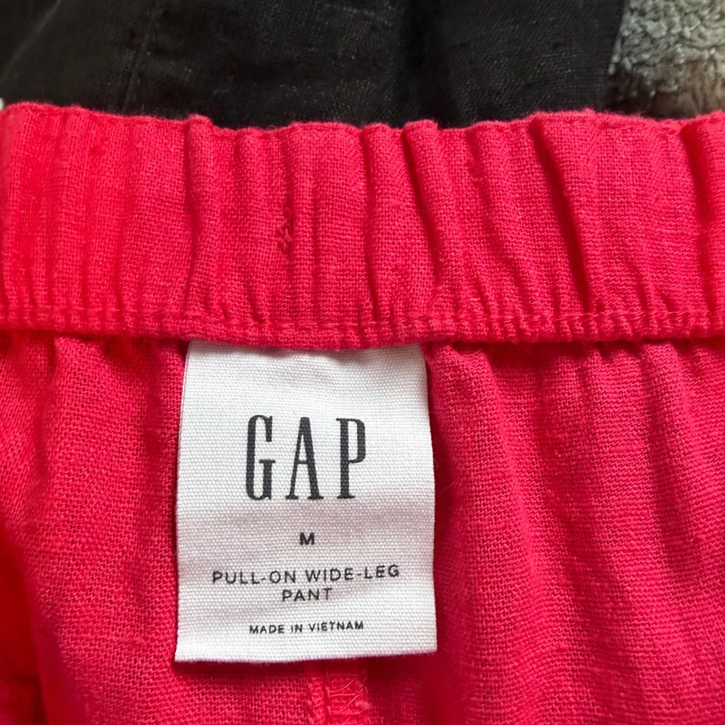 Gap Mid Rise Linen-Blend Pull-On Wide-Leg Pants Medium Raspberry Pink - Image 5
