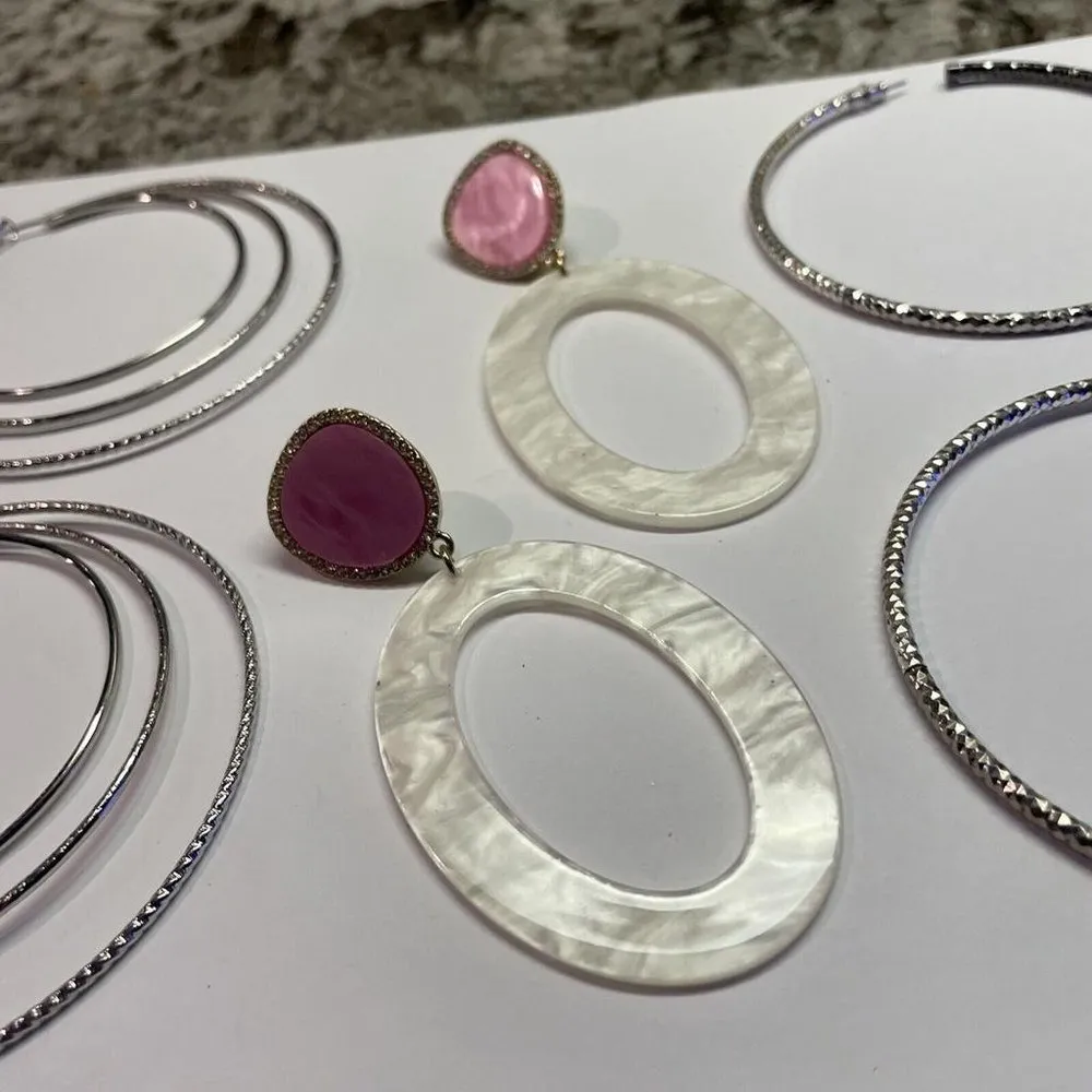 Lot Of 3 Large Statement Costume Earrings Pierced Dangle / Hoop 1 Sugarfix - Image 7