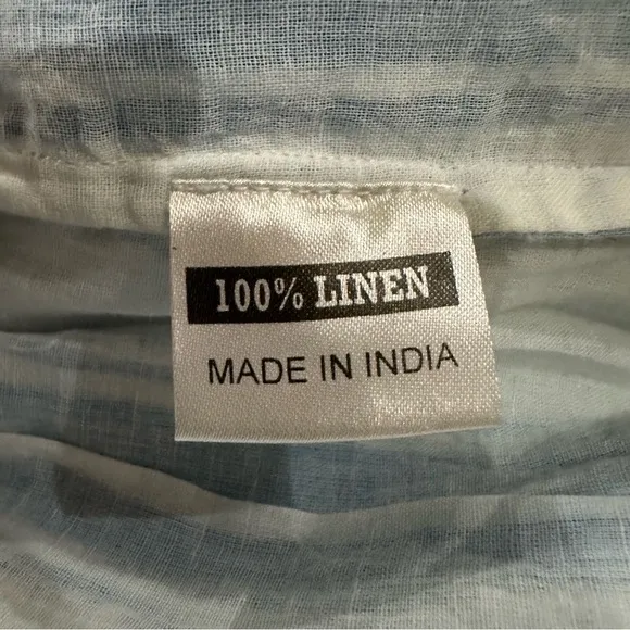 Olivia James The Label Striped Linen Dress Tie‎ Shoulder XS Blue White Coastal - Image 7