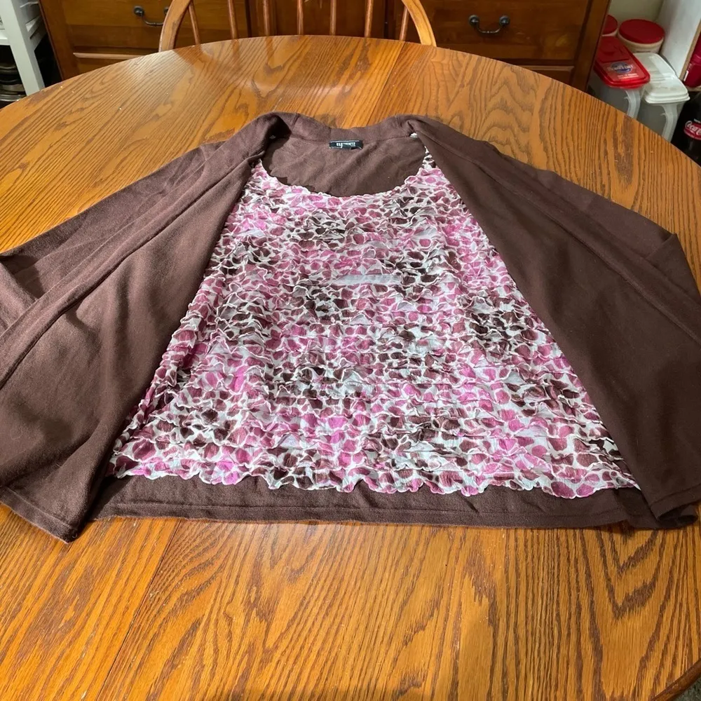 Elementz Brown Animal Print Cardigan Sweater Size 2X - Image 4