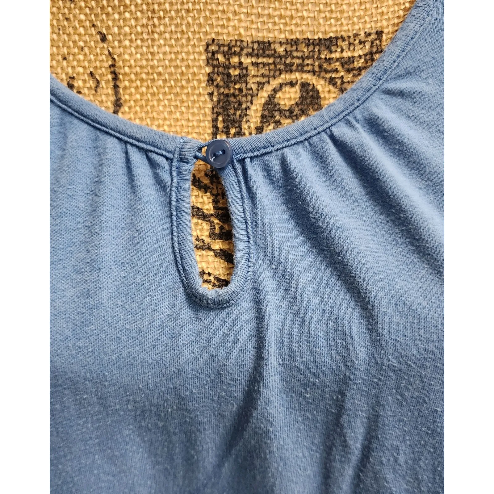 Liz Claiborne Sleepwear Top Keyhole Neck‎ Short Sleeve Blue Size M - Image 2