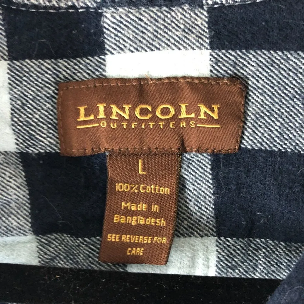 Lincoln Outfitters Womens Flannel Shirt Button Down Plaid Blue Black Size L - Image 3