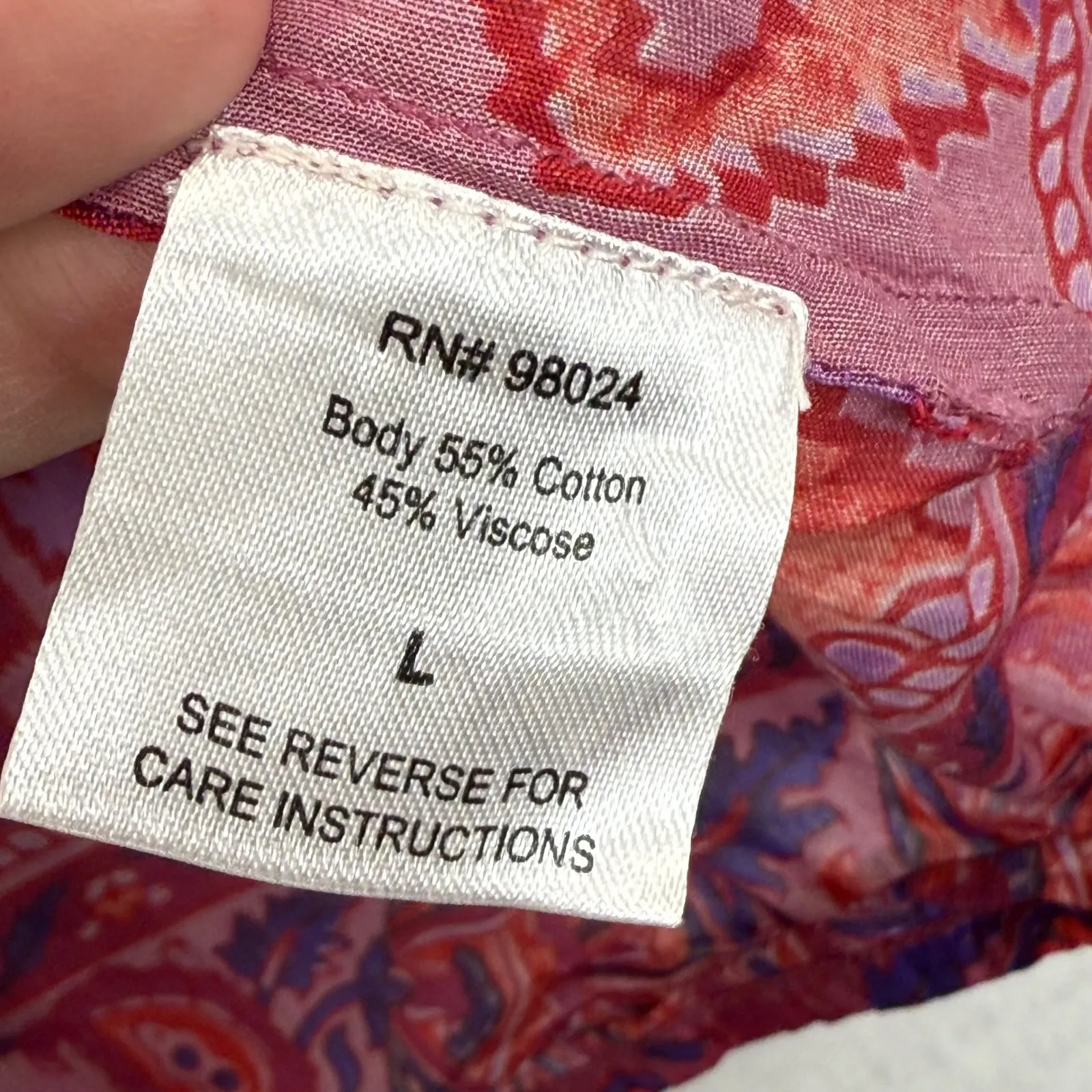 Love the Label Button Down Shirt Top Womens L Long‎ Sleeve Patterned Pockets Pink Size L - Image 6