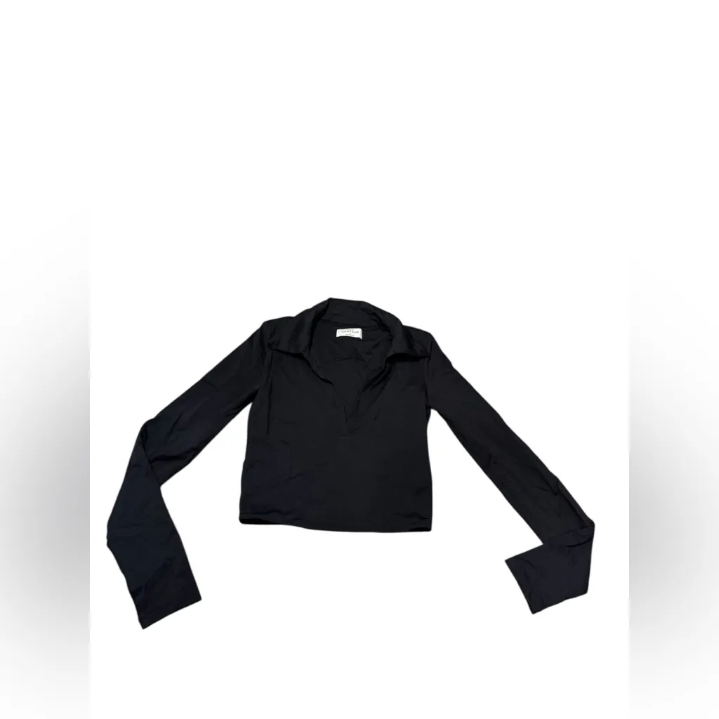 Aritzia Babaton  Contour Polo Longsleeve Top – Black XS - Image 4
