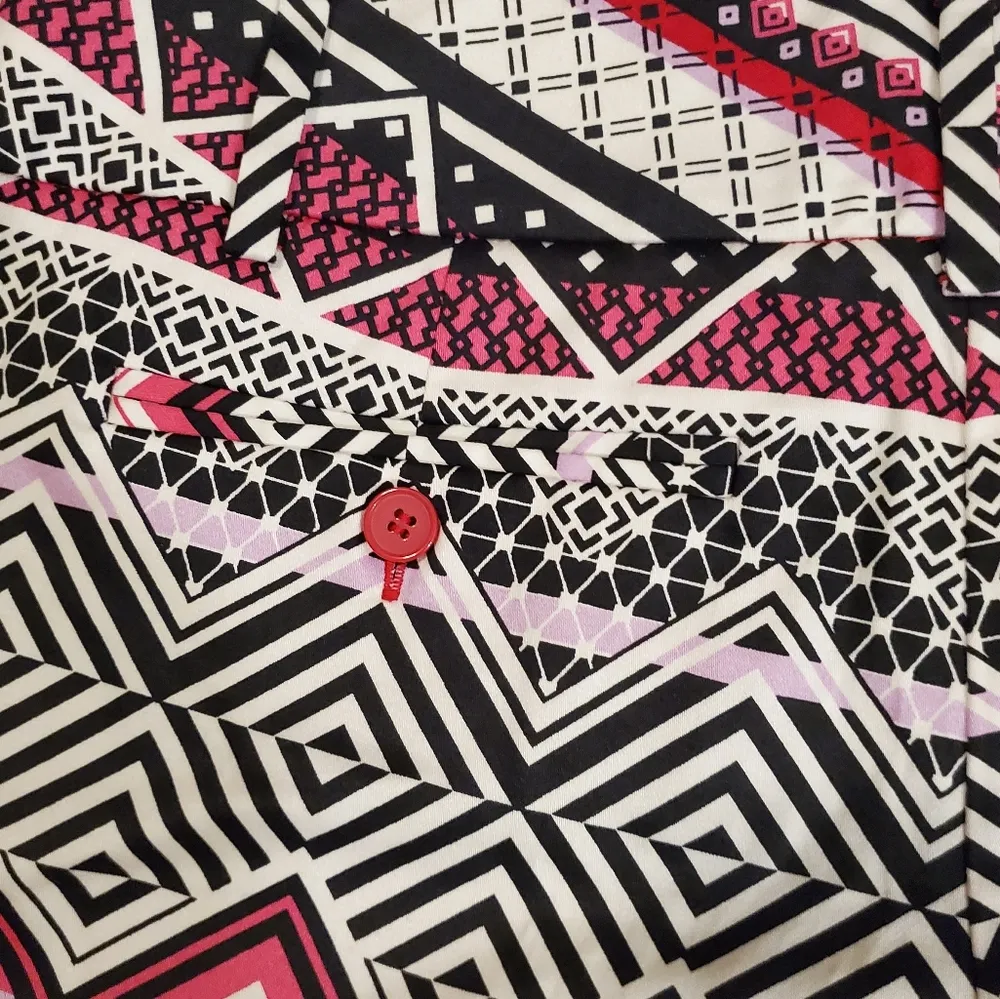 NWT! New York & Company Black Multicolor Aztec Print Sateen 4" Shorts 2 Pink - Image 7