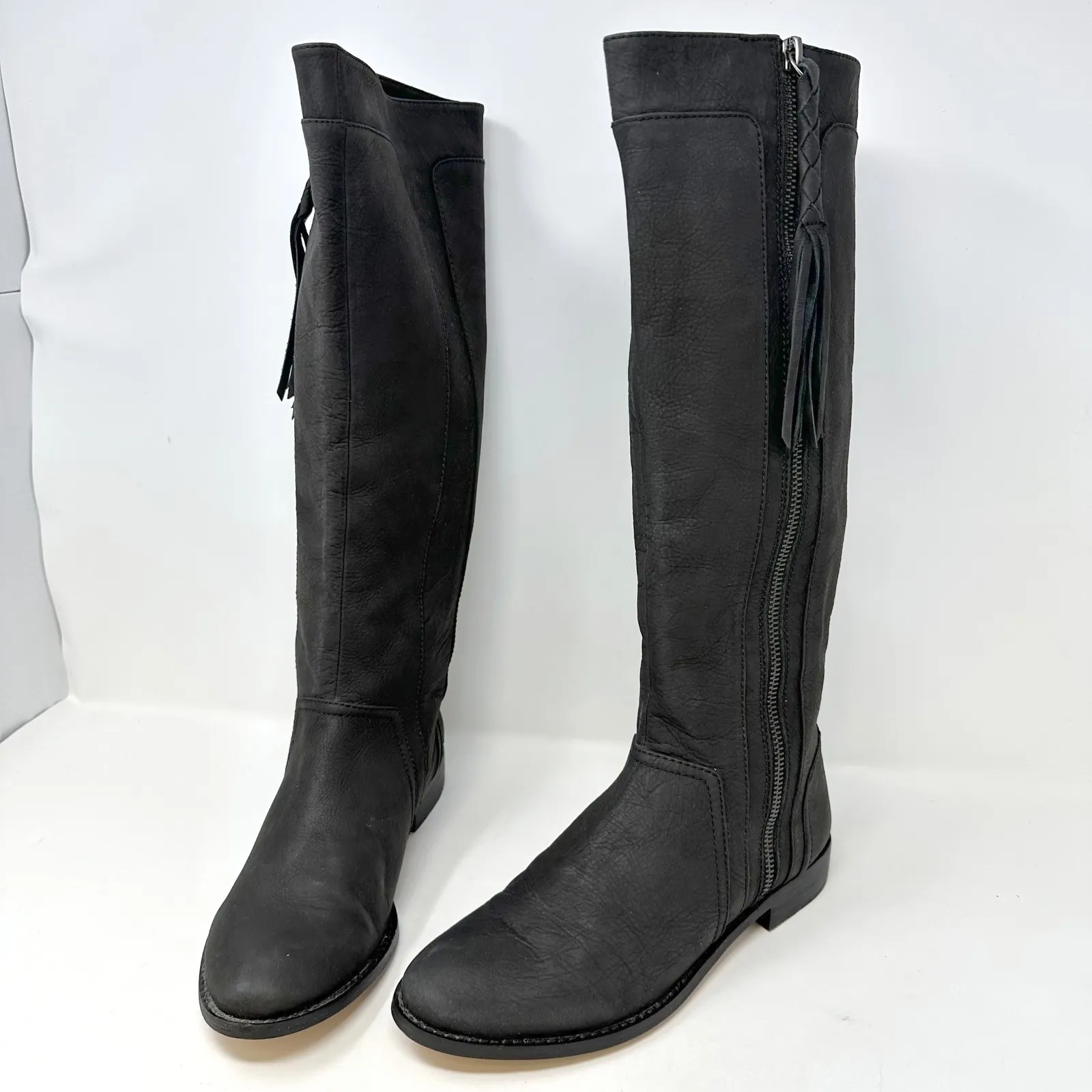 Ella Moss Rachel Tassel Knee High Leather‎ Boots Black Size 7 - Image 2