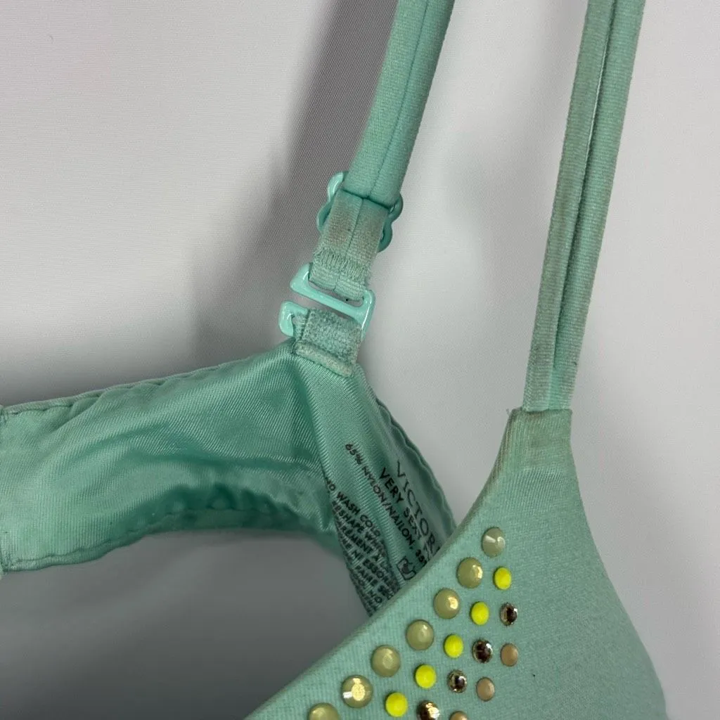 Victoria Secret very sexy mint green jewel trimmed push up bra size 34B - Image 2