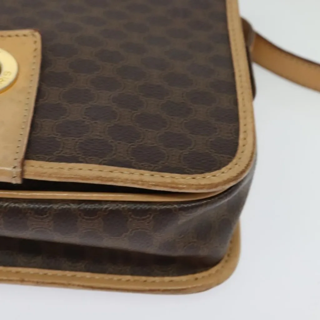  Macadam Canvas Shoulder Bag PVC Leather Brown Gold Authentic - Image 5