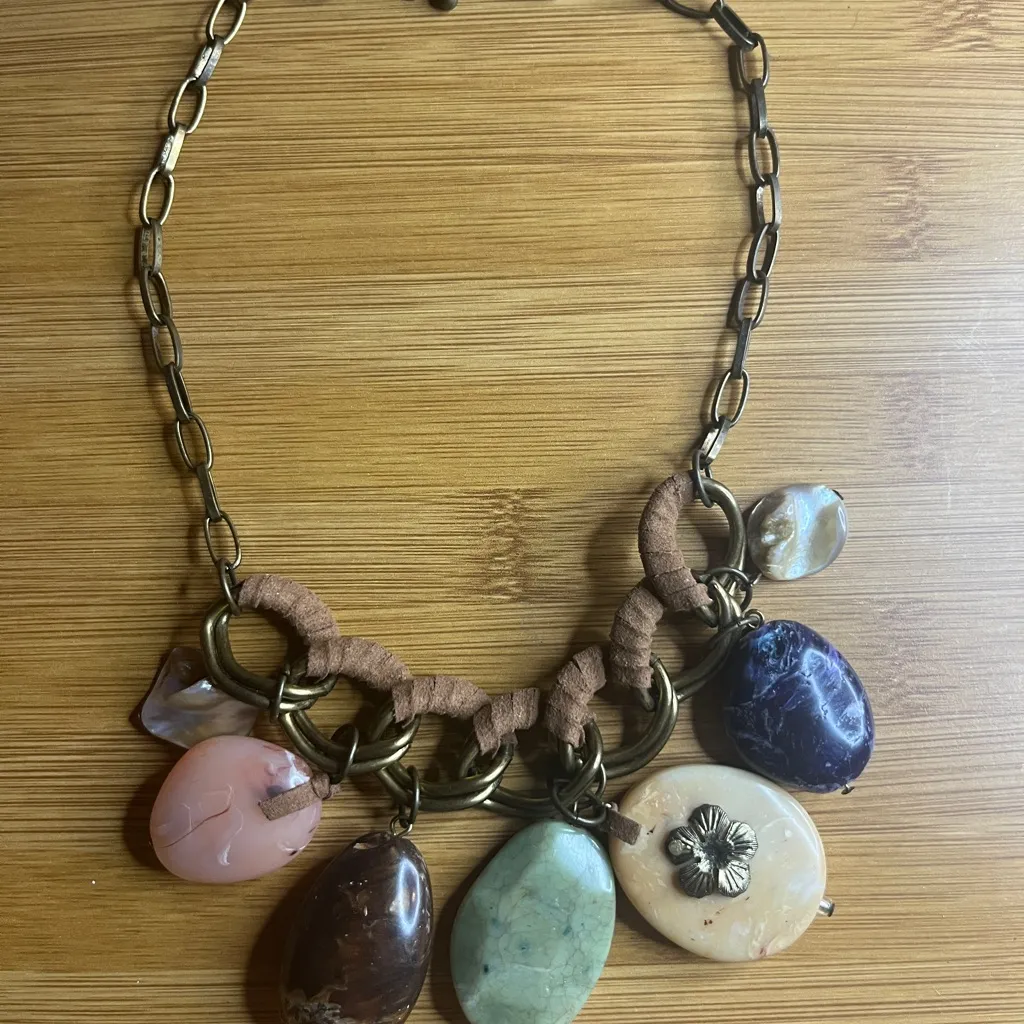 Multicolor Stone Statement Necklace - Image 2