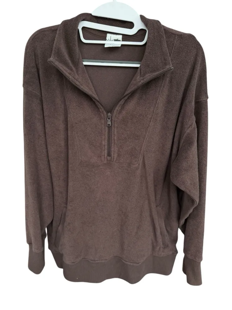 Aerie Offline Half Zip Sweatshirt Jacket Size M Brown Beach‎ Summer Jacket - Image 1