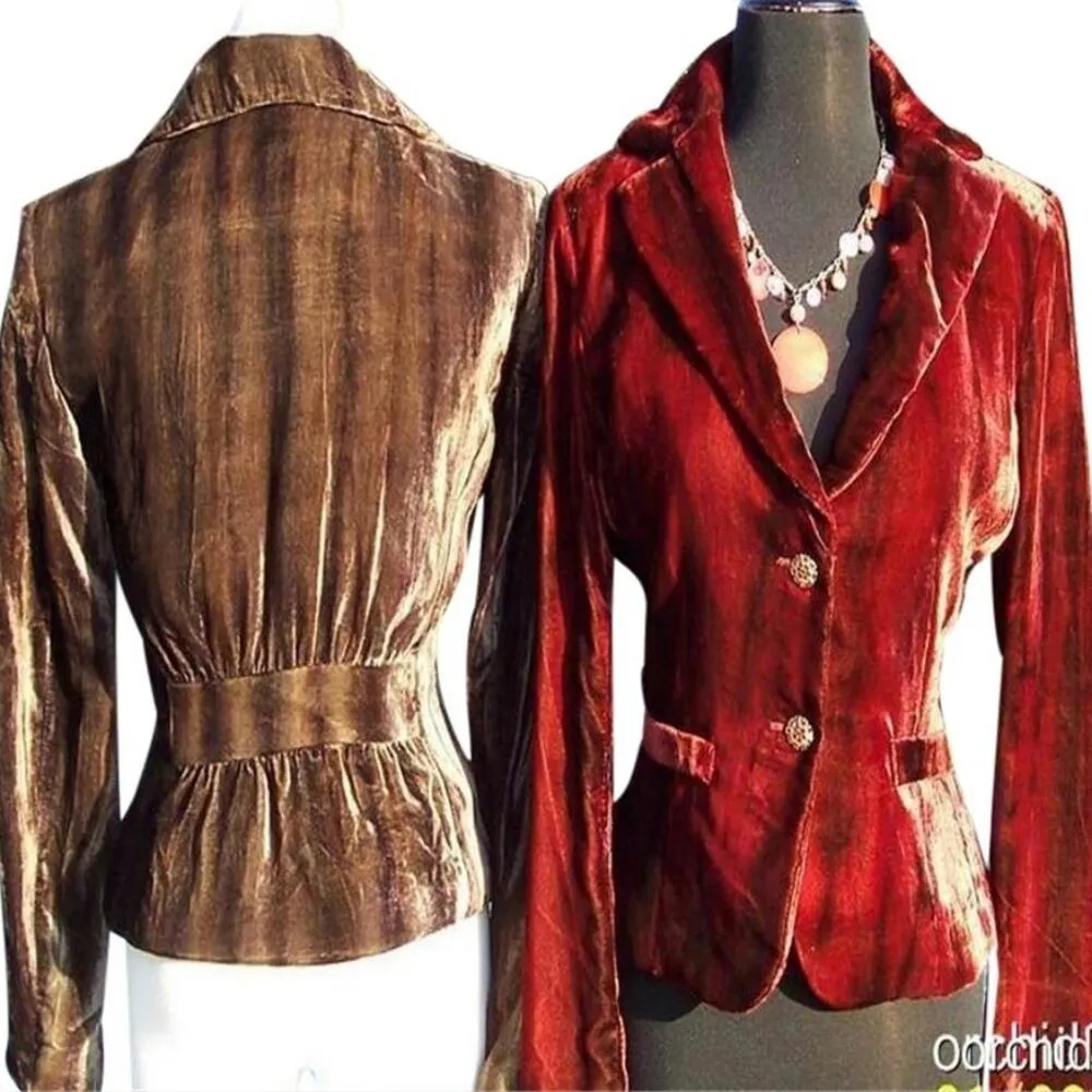 Cache Expresso Velvet Dip-Dye Jacket Coat Top New Lined Brown Black $178 NWT - Image 3