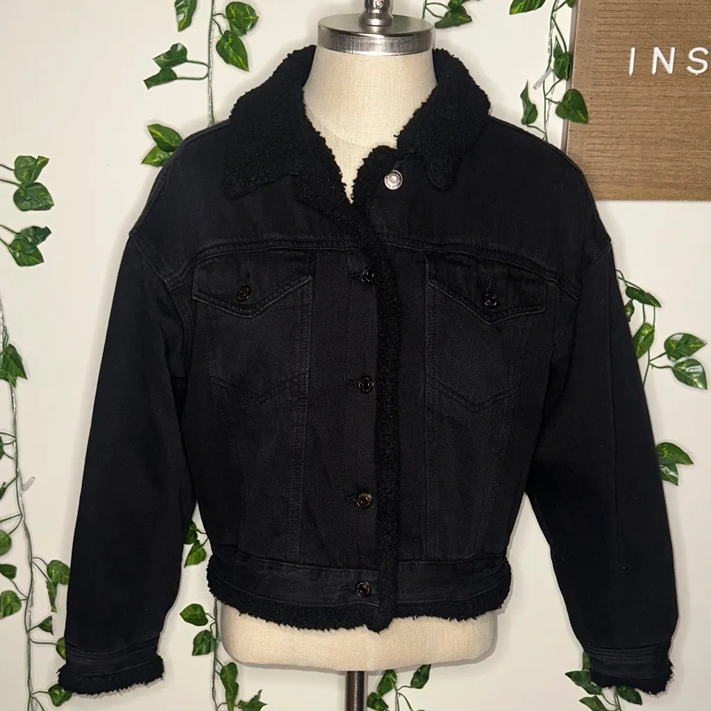 Wild Fable Target  Black Sherpa Lined Jean Jacket - Image 2