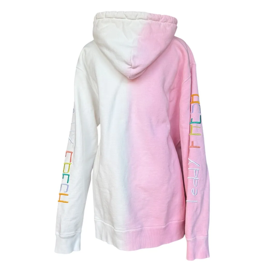 Teddy Fresh Pink and White Wavy‎ Dip Dye Hoodie Sz M - Image 6
