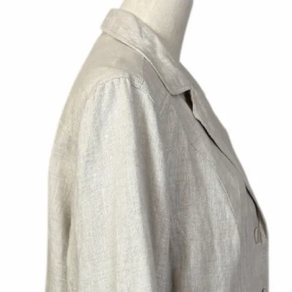 Studio Works Linen Blend Blazer Women’s Size Large Minimalist Tan Natural Beige - Image 7