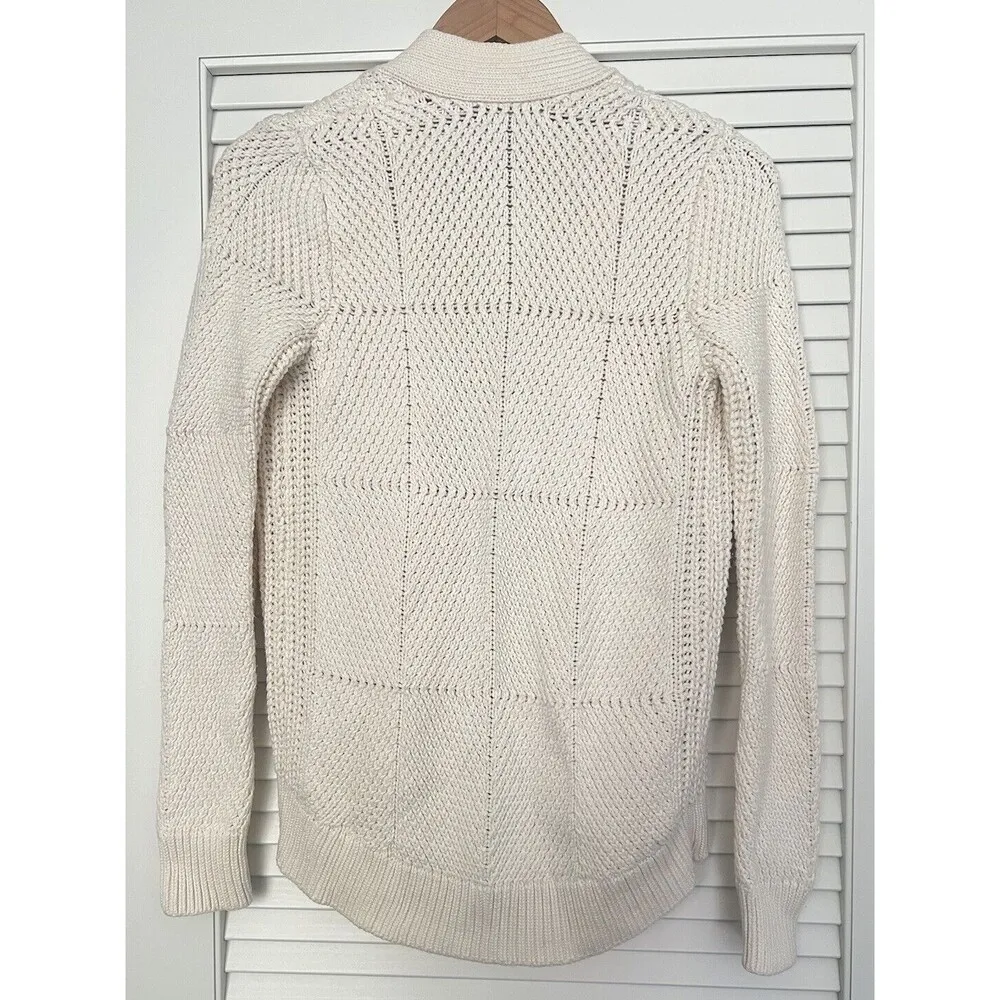 Banana Republic Cream Thick Knit Open Front 90s Preppy Cardigan Sweater size XS - Image 3