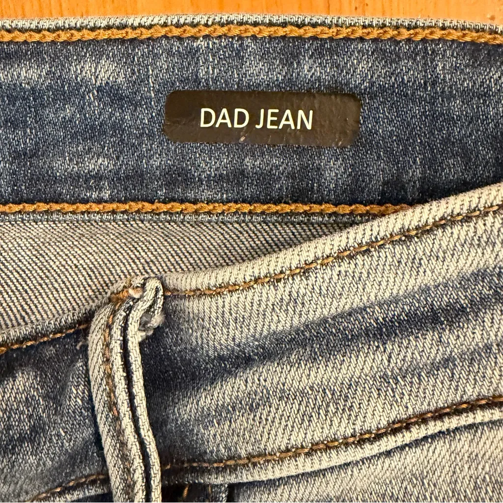 Judy Blue Dad Jean Straight Leg Distressed High Rise Jeans Size 11/30 - Image 3