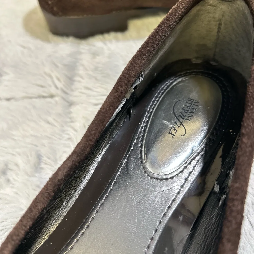 Alfani Dark Brown Suede Loafers with Buckle Detail - Image 9