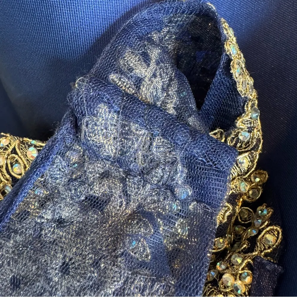 Camille La Vie Embroidered Sequin Formal Prom Pageant Mini Dress Blue Size 00 - Image 9