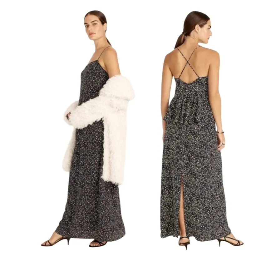 J. Crew Ruffle-back 100% silk dress in starry sky print Size 14 NWT - Image 2