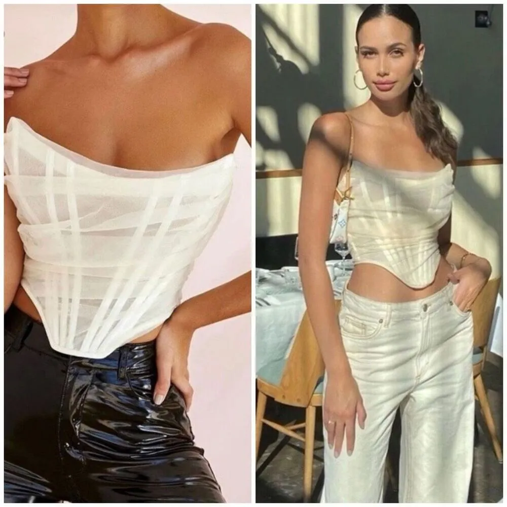 House of CB Melinda Chiffon Corset Top Size XS - Image 2