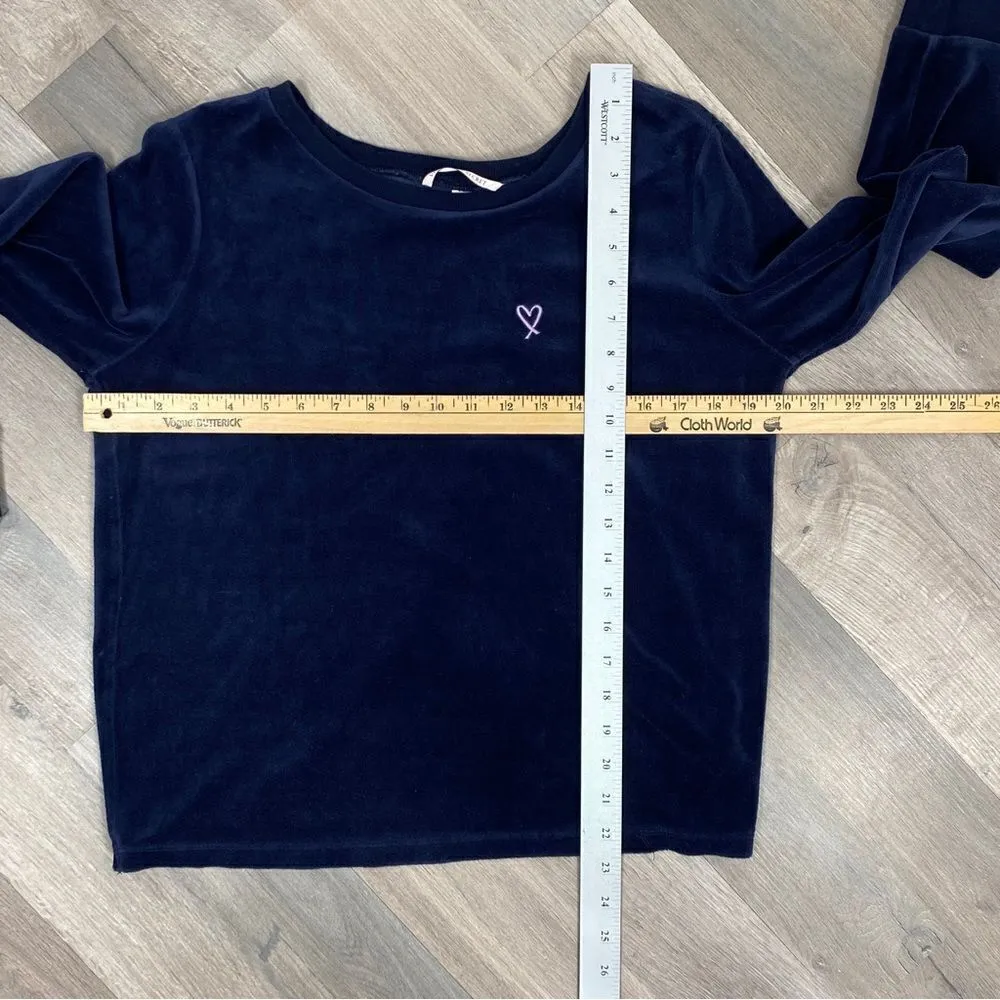 Victoria’s Secret Velour Crossover Split Back Pullover Sweatshirt Blue Medium - Image 11