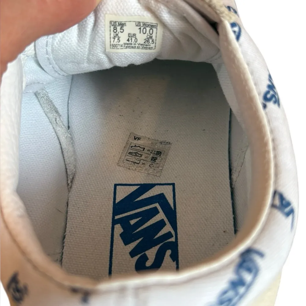 Vans Old Skool Canvas Low Top Sneaker All Over Logo Mens 8.5 Womens 10 - Image 9