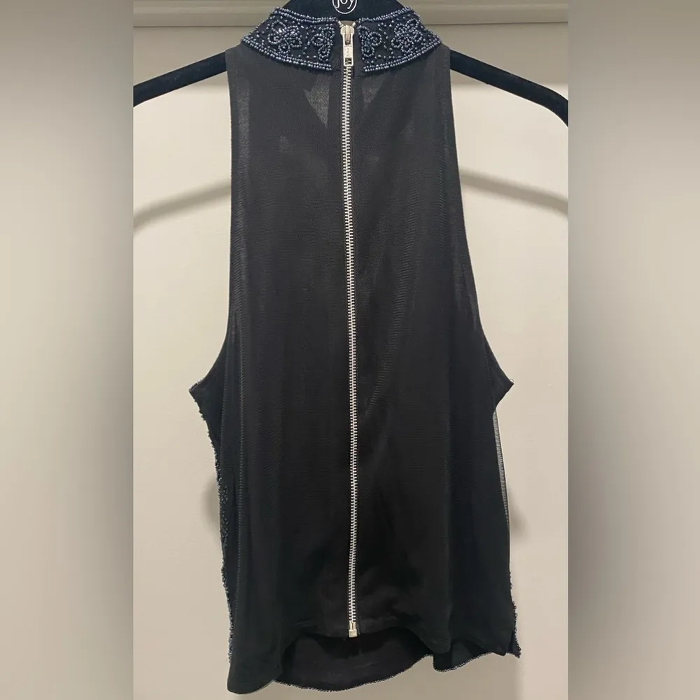 Dark Blue Beaded Halter High-Neck Top - Women's Petite Size 0 - Image 15