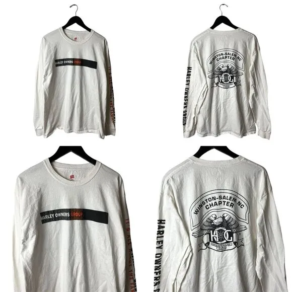 Harley Owners Group Winston Salem NC T Shirt White XL Extra Large Graphic Tee - Image 2