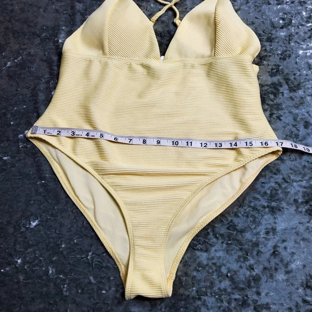 Revamped Yellow Ribbed One-Piece Swimsuit - Image 3