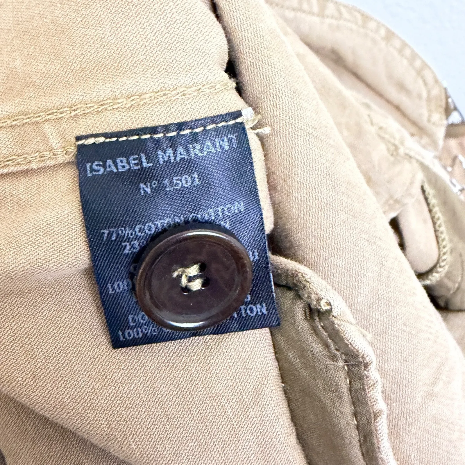 Isabel Marant Cropped Pants Womens Size 1 Khaki Ankle Zippers Button Equestrian - Image 12